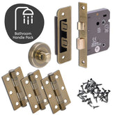 Oglio Door Handle Bathroom Pack with lock and 65mm Latch